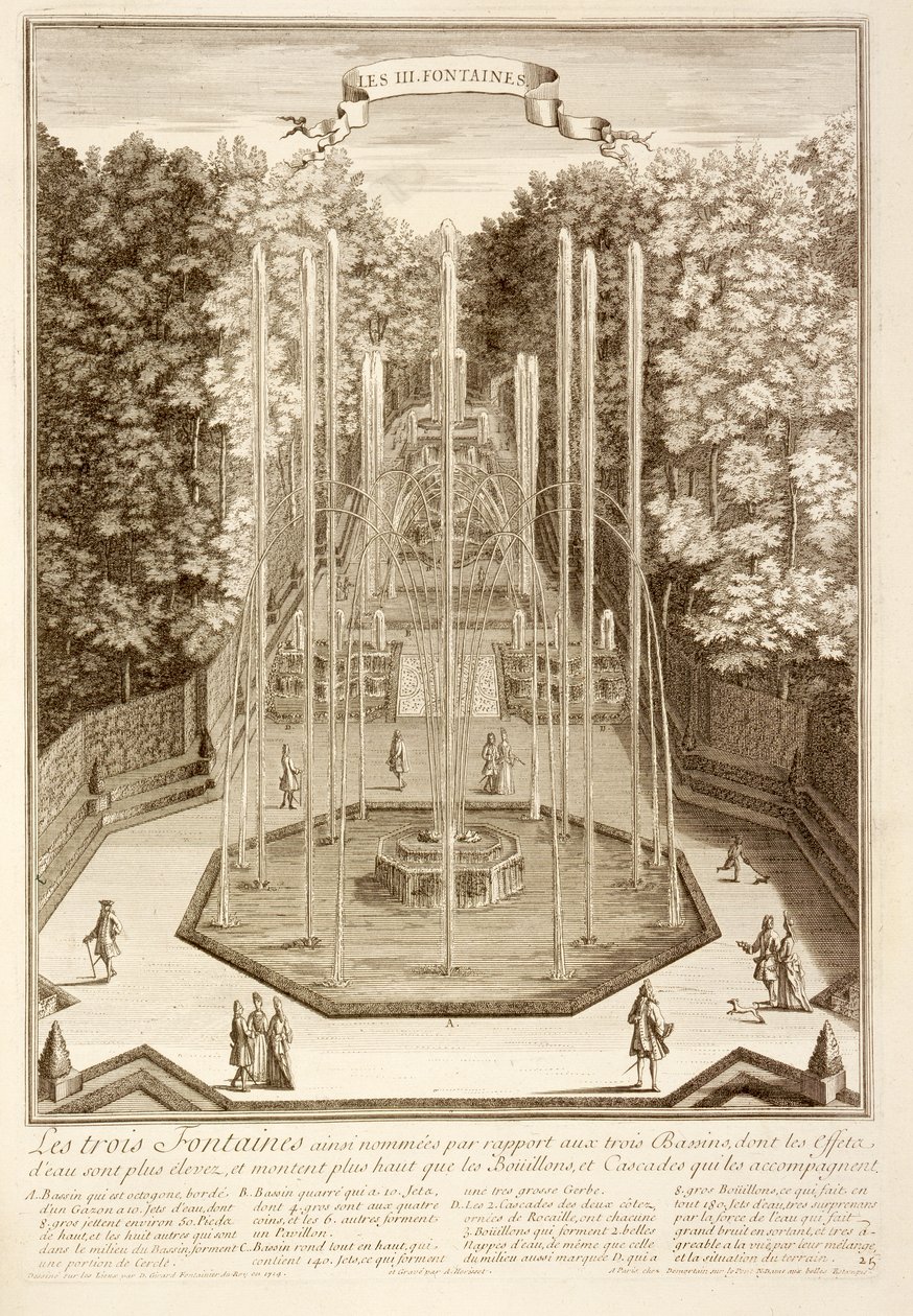 De Drie Fonteinen, Versailles, 1714 door Antoine Herriset