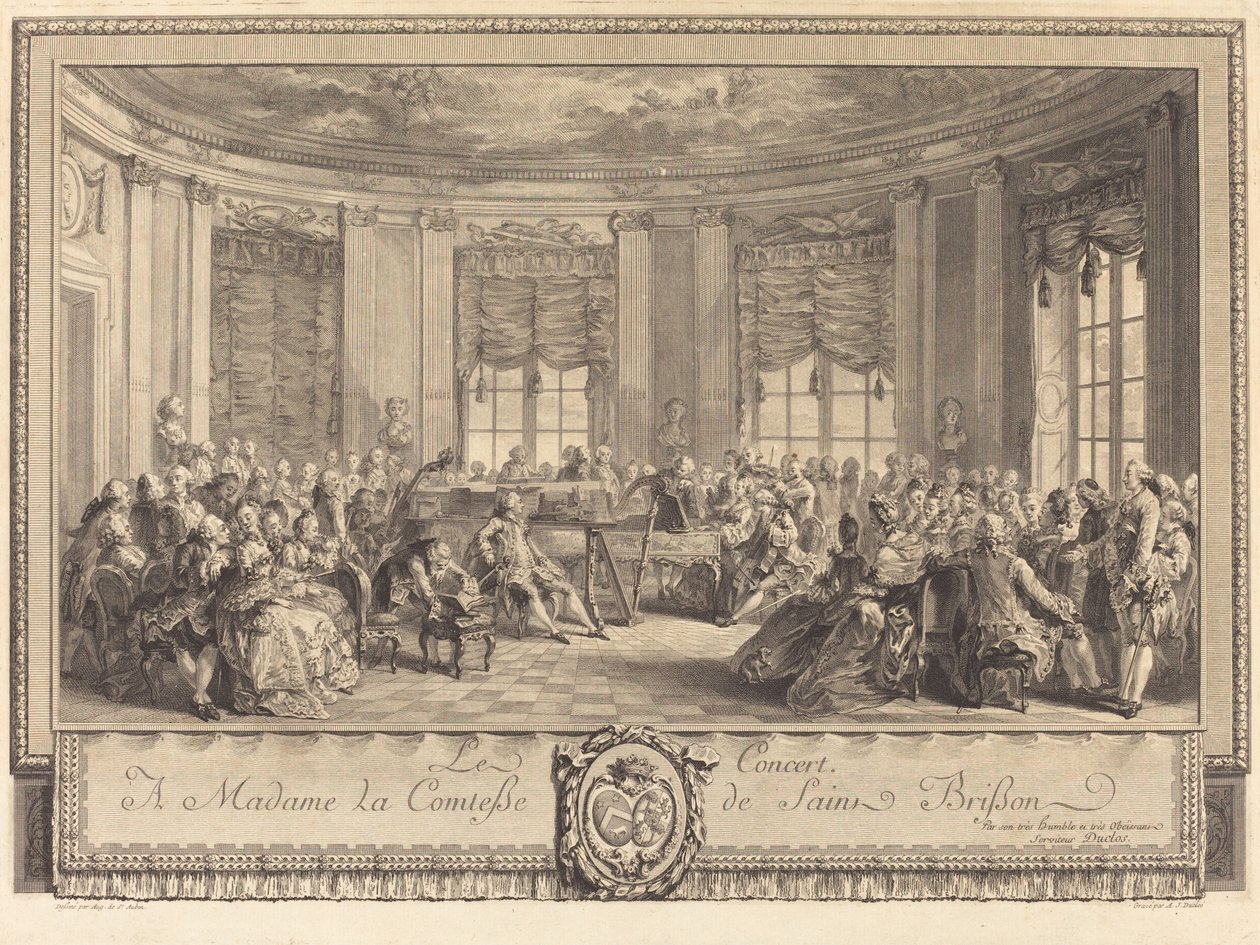 Het Concert door Antoine Jean Duclos after Augustin de Saint Aubin