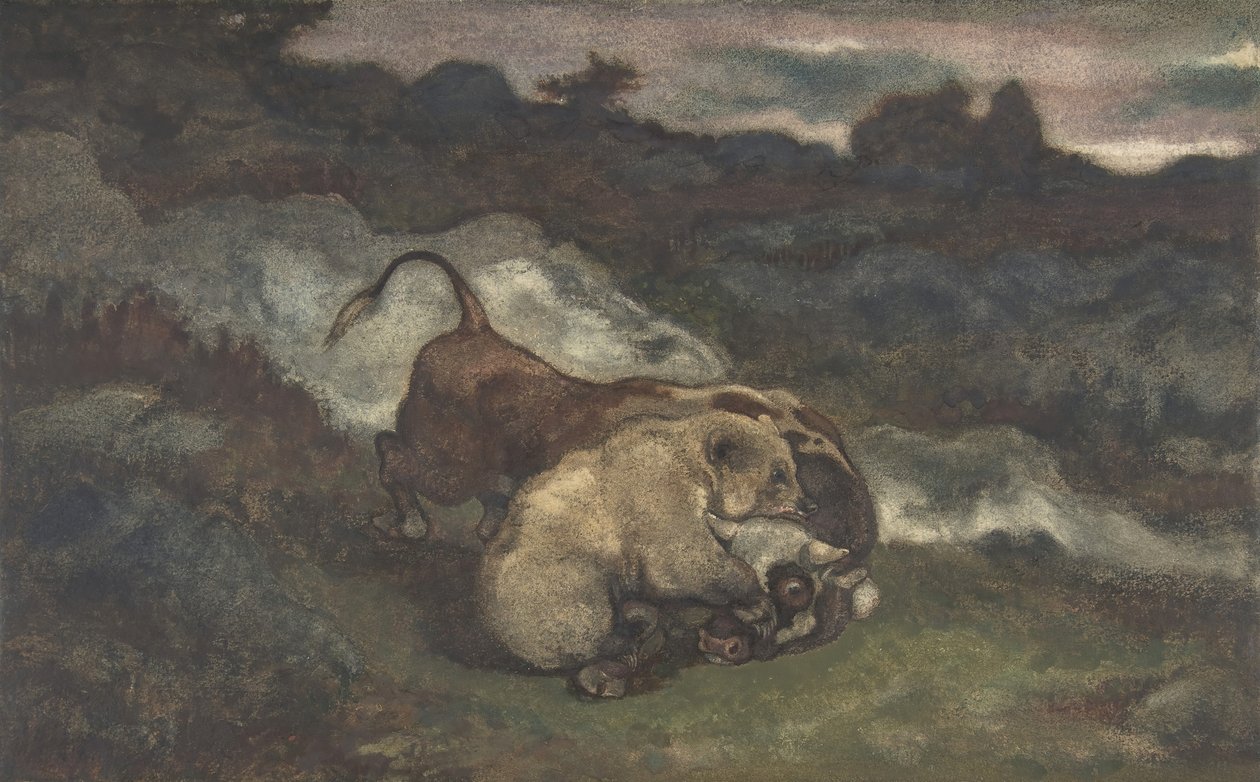 Beer Doodt een Stier, 1810-75 door Antoine Louis Barye