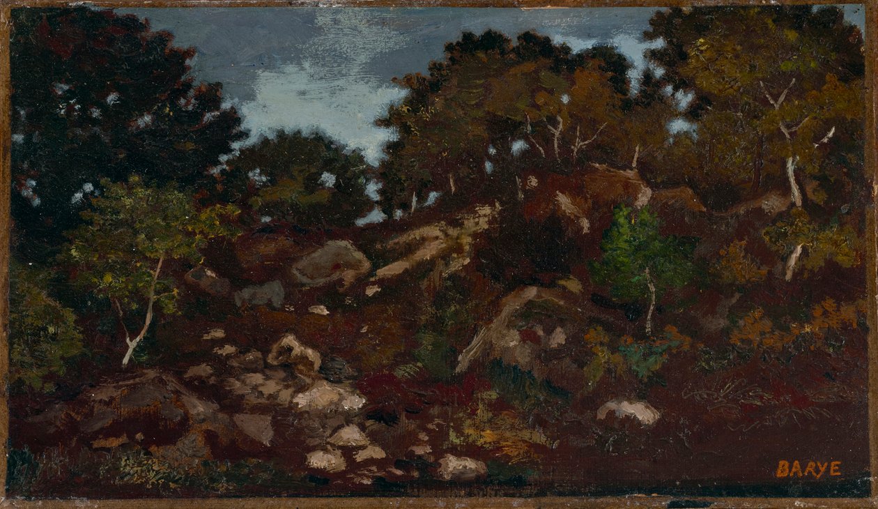 Rotsen in het bos van Fontainebleau door Antoine Louis Barye