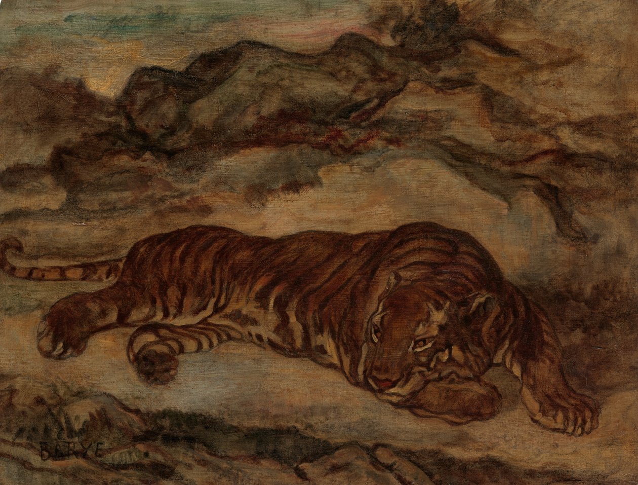 Tijger in Rust, ca. 1850-65 door Antoine Louis Barye