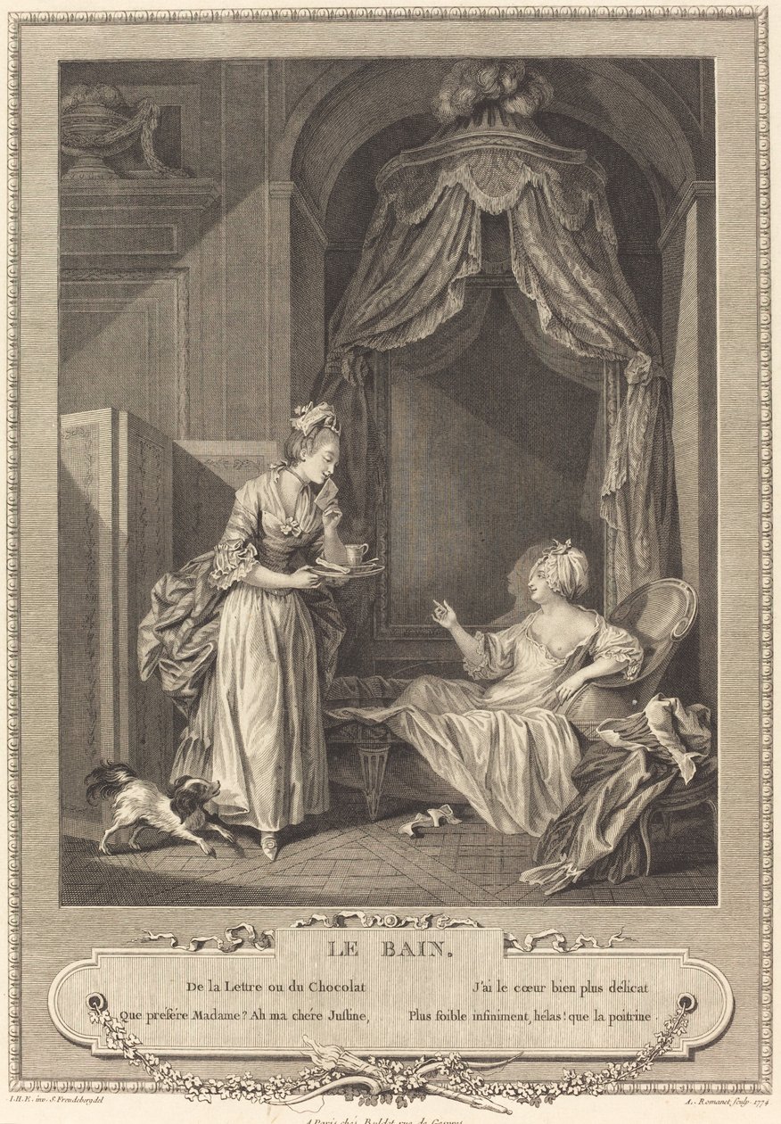 Het bad door Antoine Louis Romanet after Sigmund Freudenberger