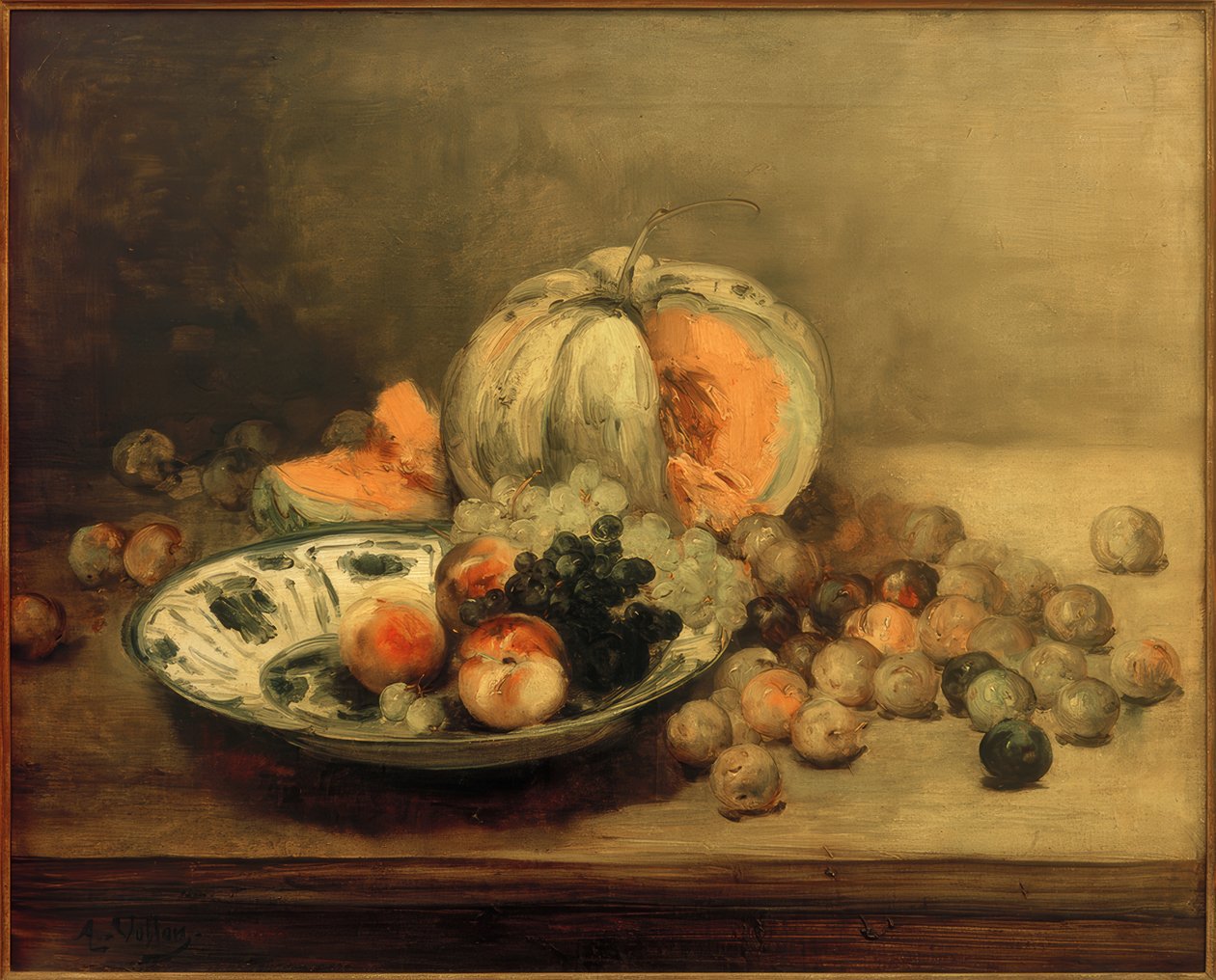 Chinese schaal met fruit door Antoine Vollon