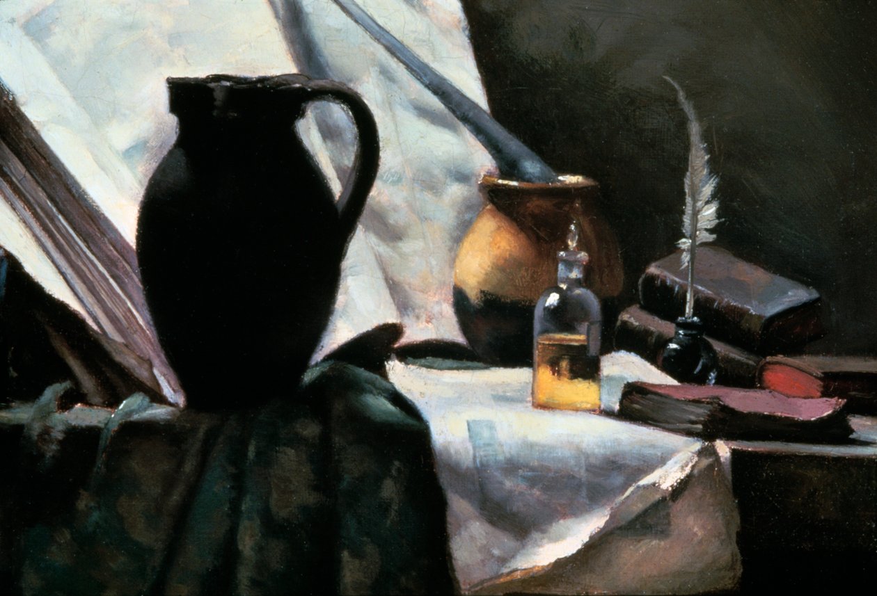 Stilleven met schedel (detail) door Antoine Vollon