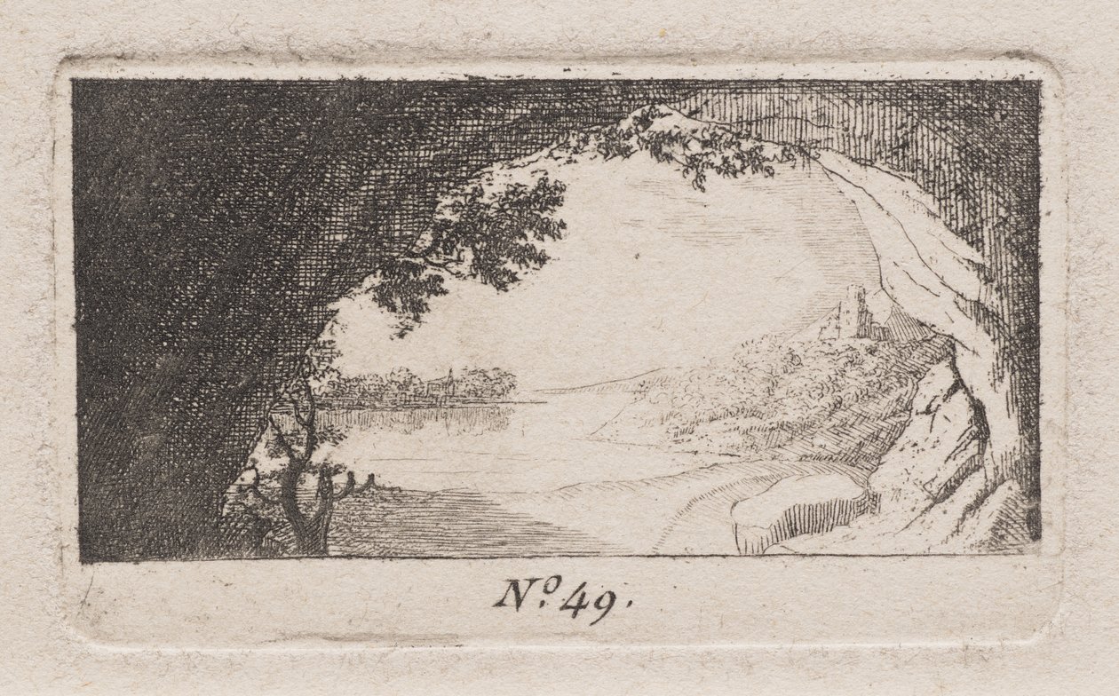Landschap met gebogen rotsen door Antoine de Marcenay de Ghuy