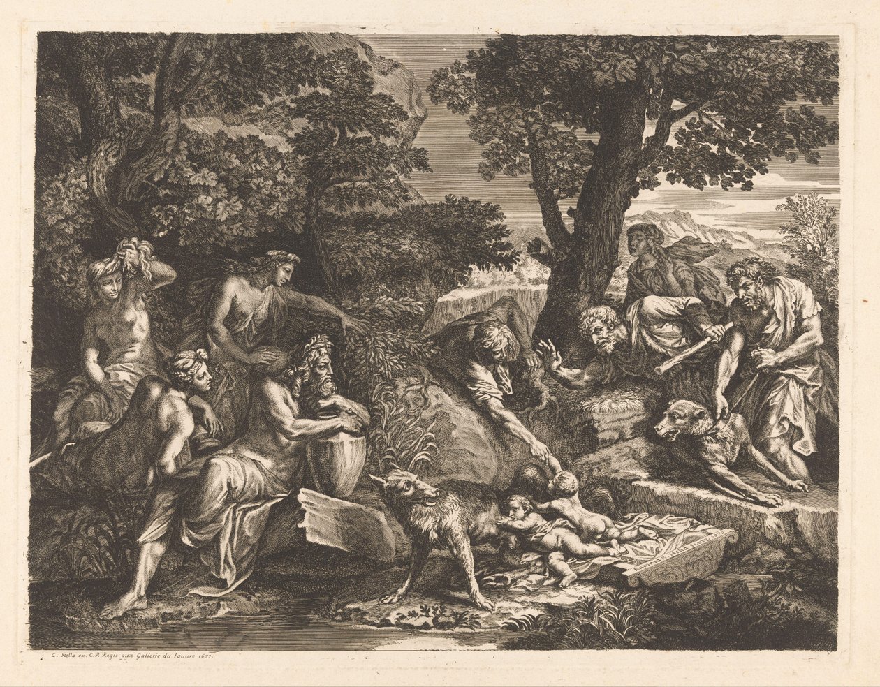 Romulus en Remus door herders gevonden door Antoinette Bouzonnet