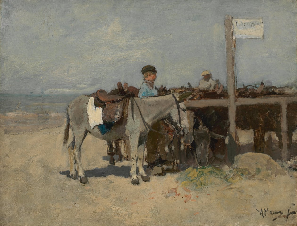 Ezelstand op het Strand van Scheveningen door Anton Mauve