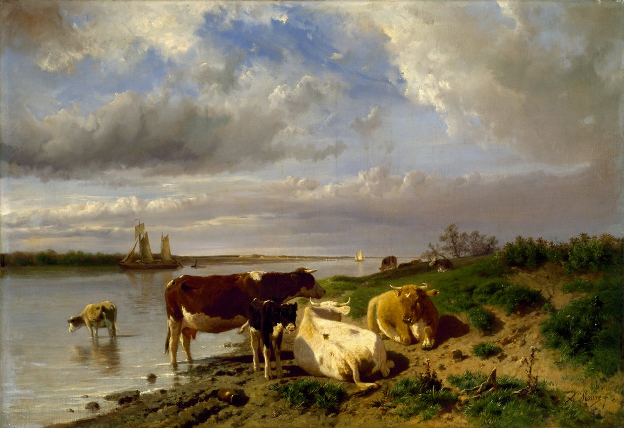Landschap met vee door Anton Mauve