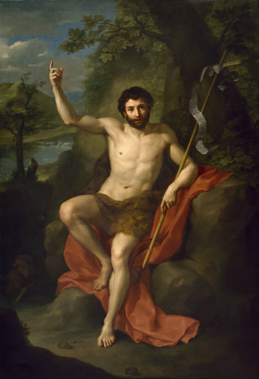 Sint Johannes de Doper predikend in de wildernis door Anton Raphael Mengs