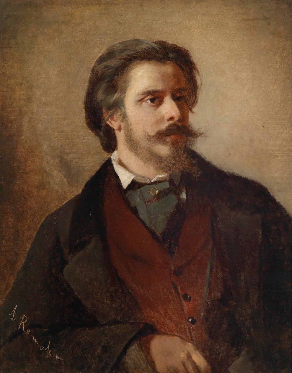 Portret van de schilder Berthold Winder (1833–1888) door Anton Romako