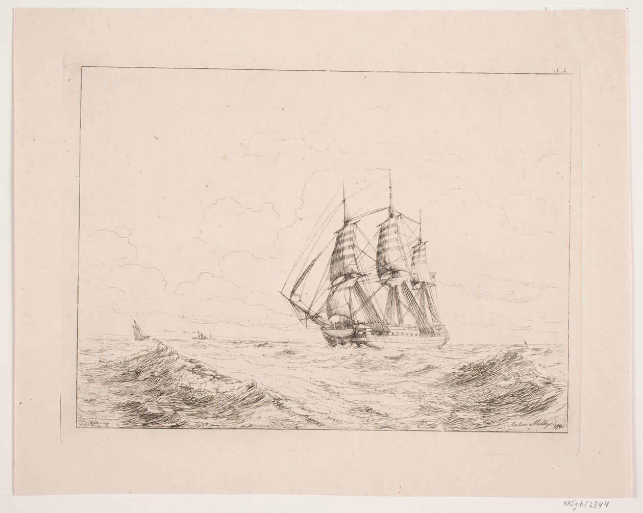 Een linieschip door Anton Melbye