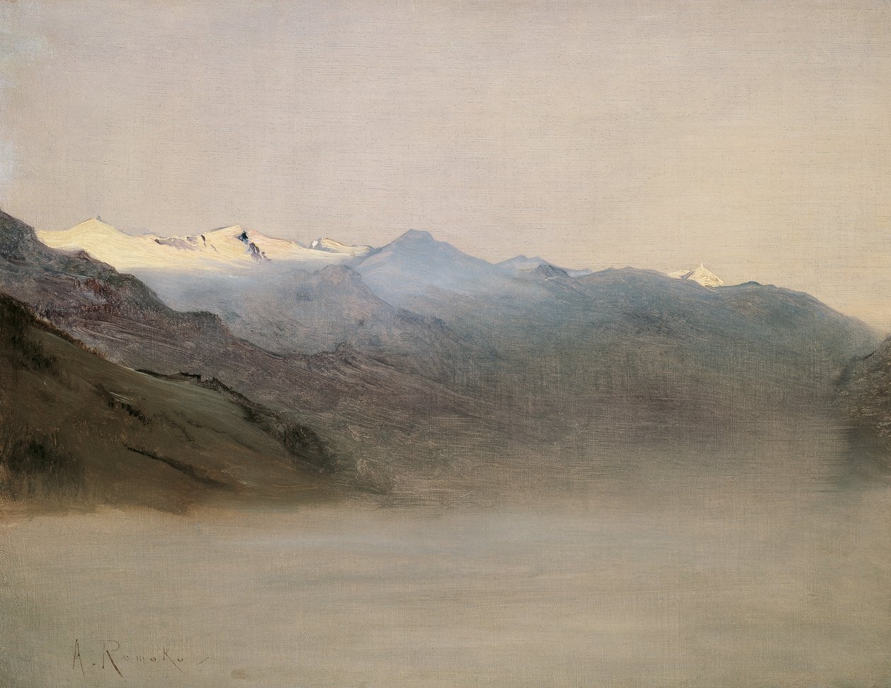 Het Gasteinertal in de mist door Anton Romako