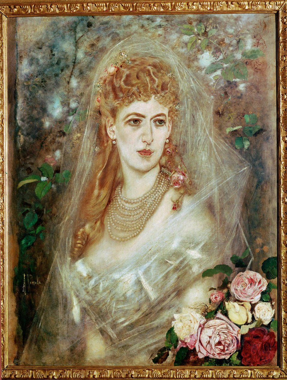 Maria Magda gravin Kuefstein ... (schilderij op doek) door Anton Romako