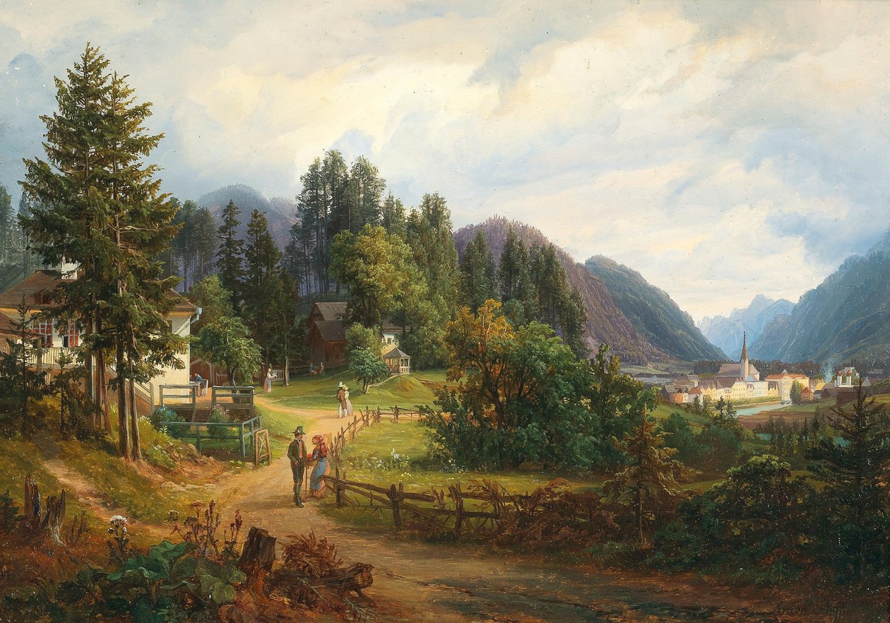 Uitzicht op Bad Ischl door Anton Schiffer
