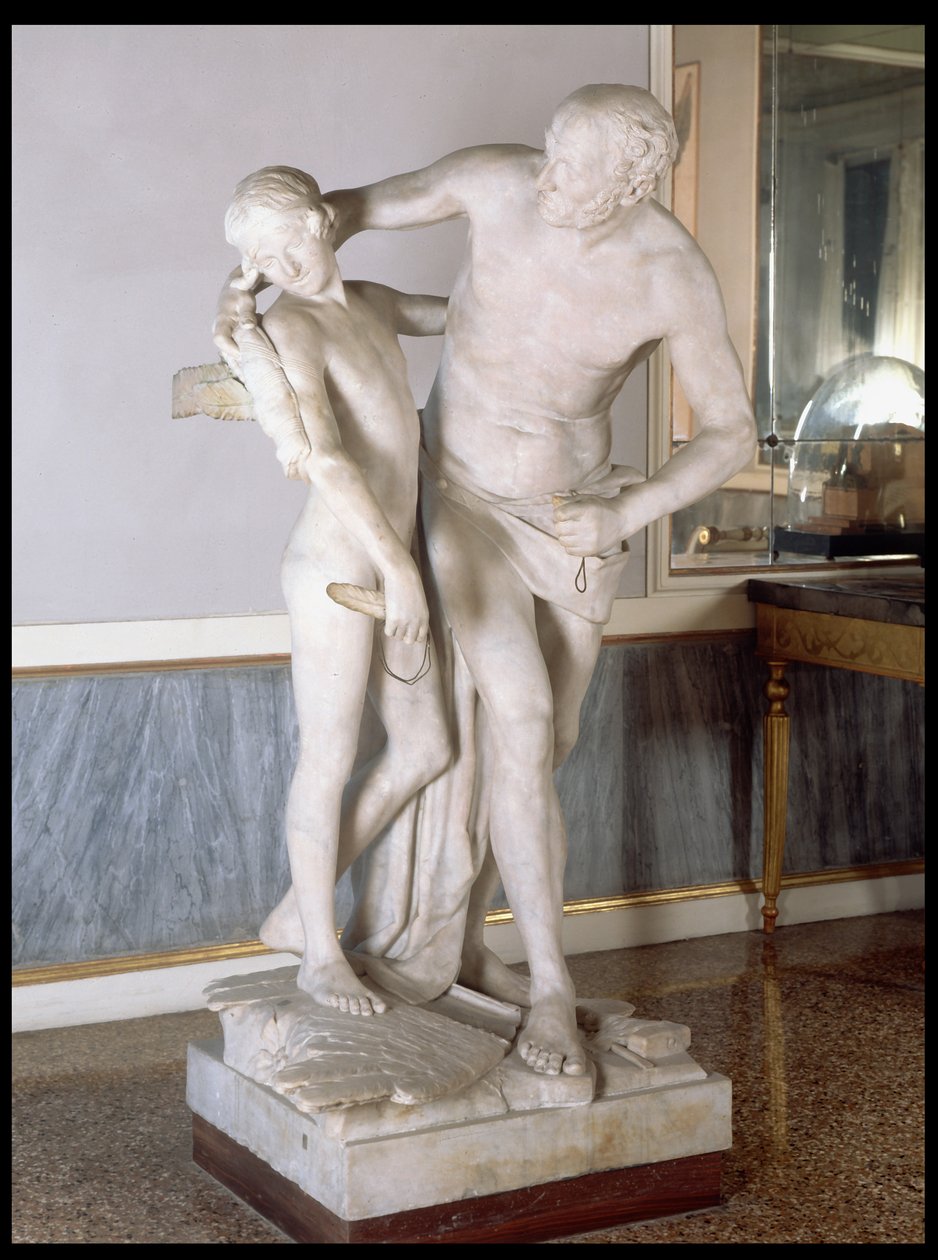 Daedalus en Icarus (marmer) door Antonio Canova