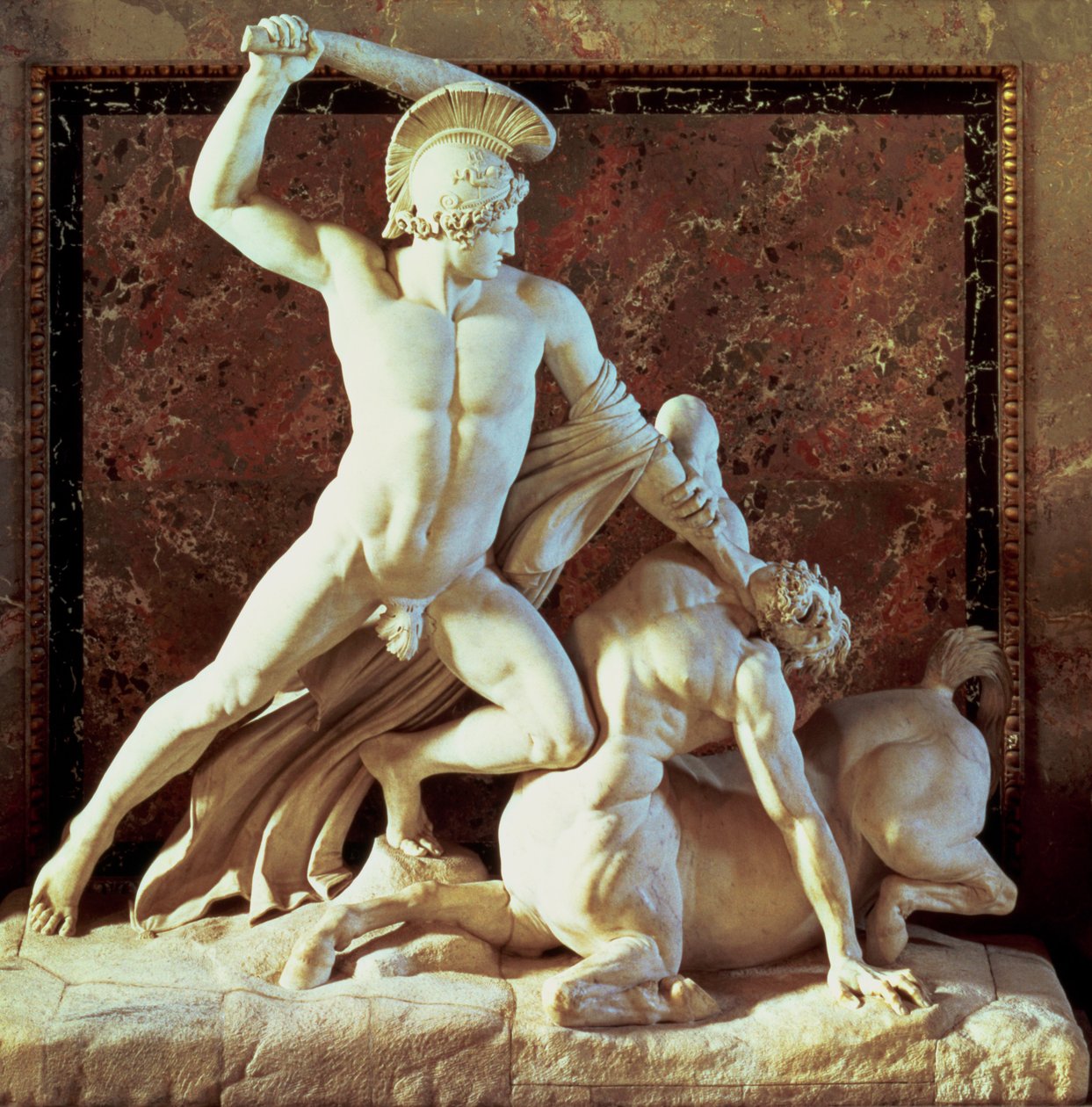Theseus doodt een centaur (marmer) door Antonio Canova