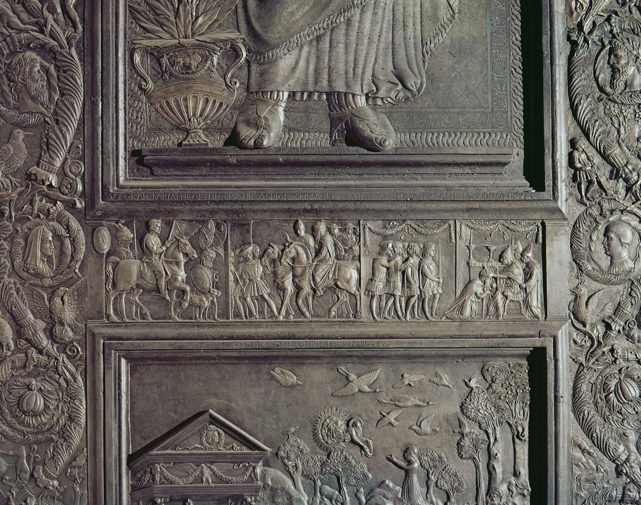 Detail van de centrale deur van de basiliek, versierd 1439-45 (detail) door Antonio Filarete