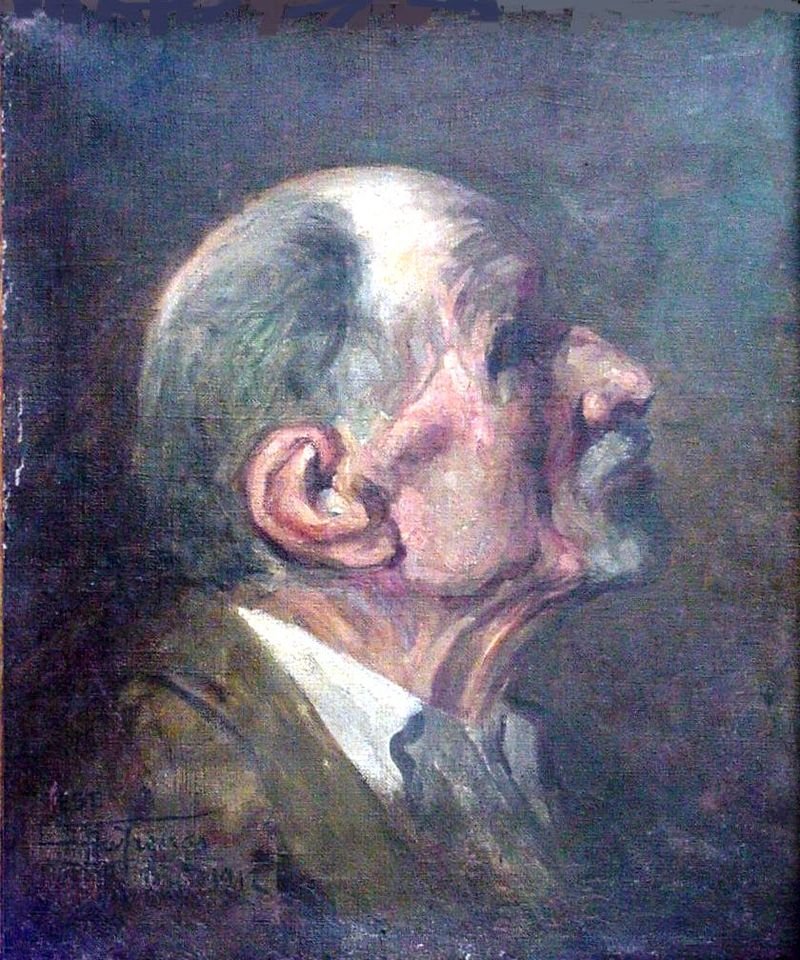 Borstbeeld van een man - Hoofd van een oude man Parijs, Frankrijk door Antonio Parreiras