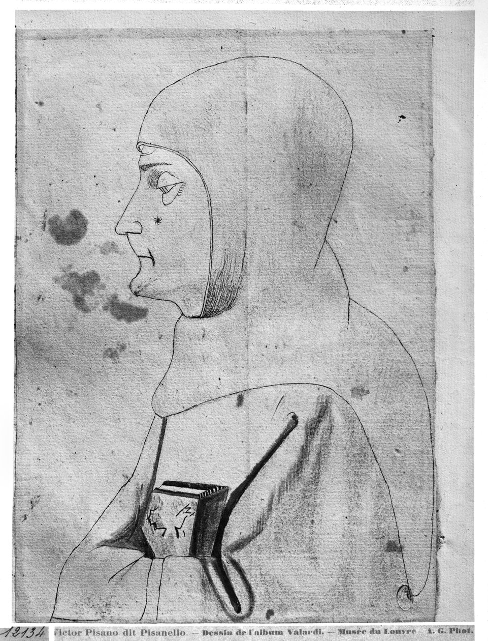 Monnik, uit het Vallardi Album door Antonio Pisanello
