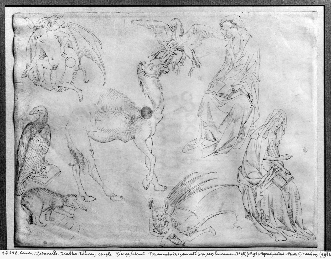 Blad met studies, uit het Vallardi Album door Antonio Pisanello