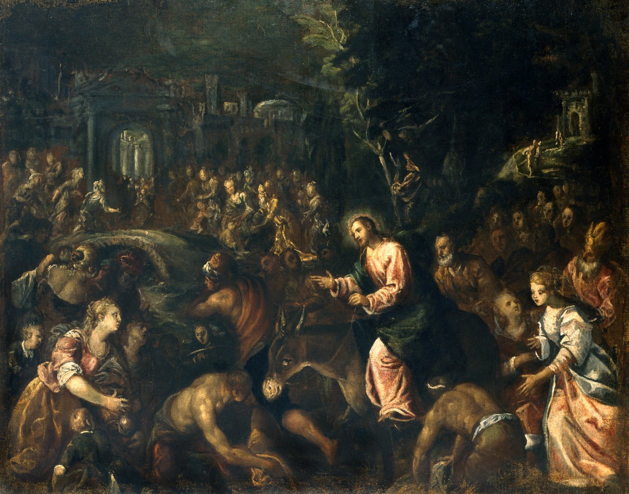 Intocht van Jezus in Jeruzalem door Antonio Vicentino