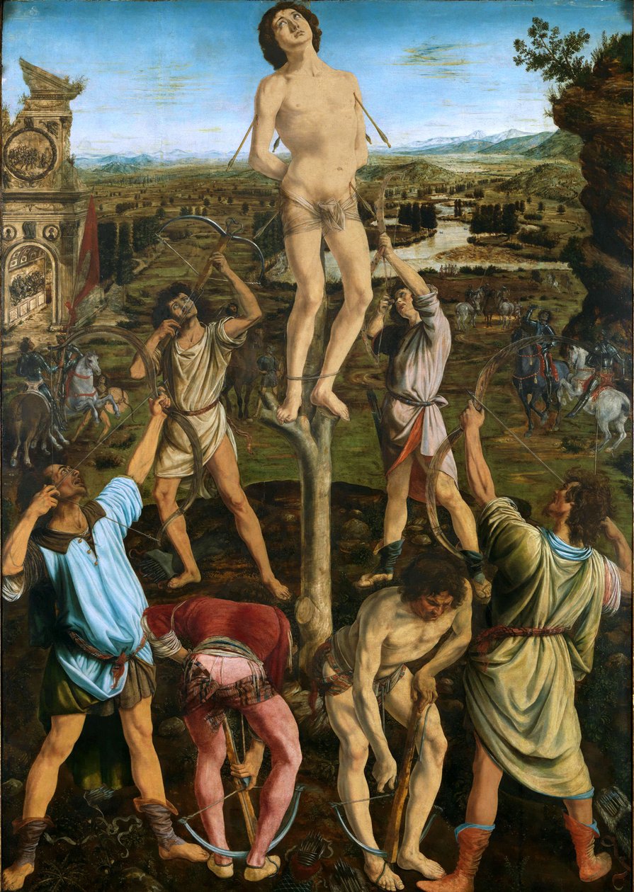 Martelaarschap van St. Sebastian, 1475 door Antonio Pollaiuolo