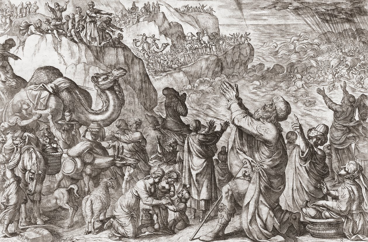 De Rode Zee verdrinkt het leger van de farao door Antonio (after) Tempesta