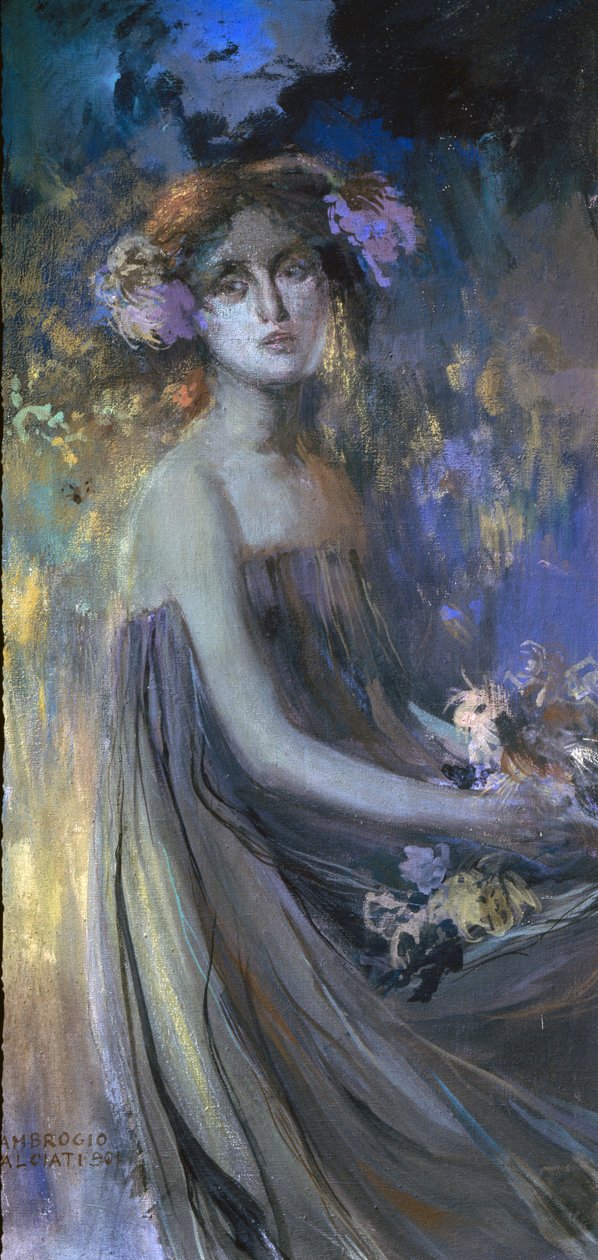 Dame met bloemen door Antonio Ambrogio Alciati