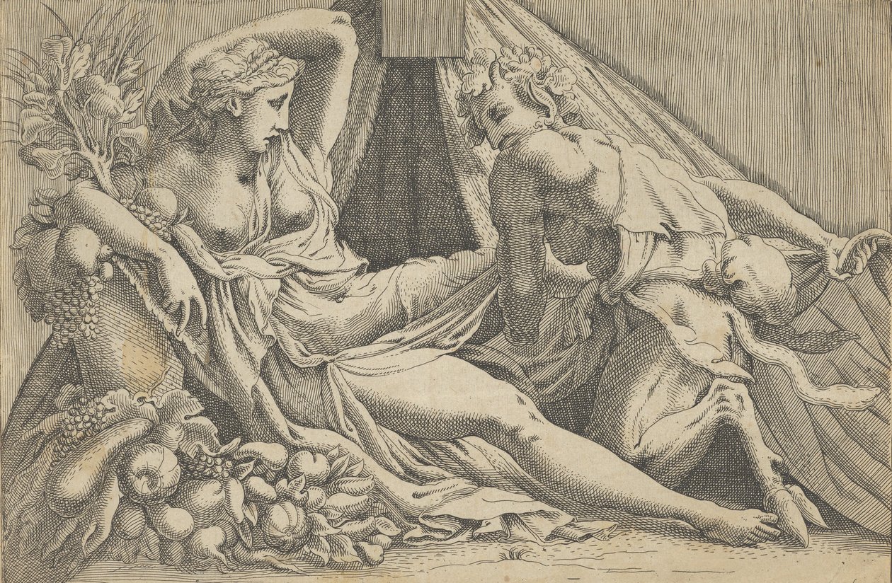 Jupiter en Antiope, 1540-45 door Antonio Fantuzzi