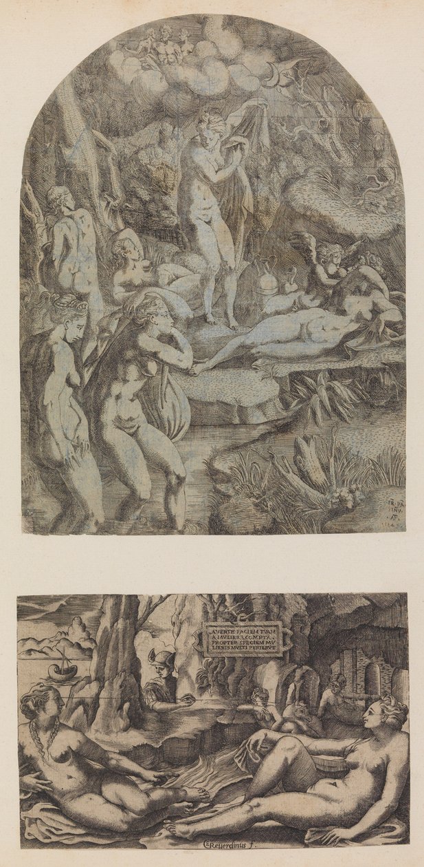 Venus en nimfen baden door Antonio Fantuzzi