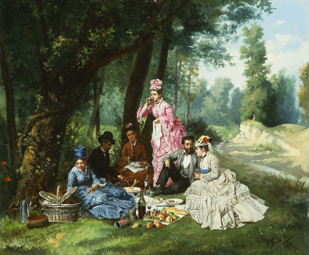 De picknick, 1874 door Antonio Garcia Mencia