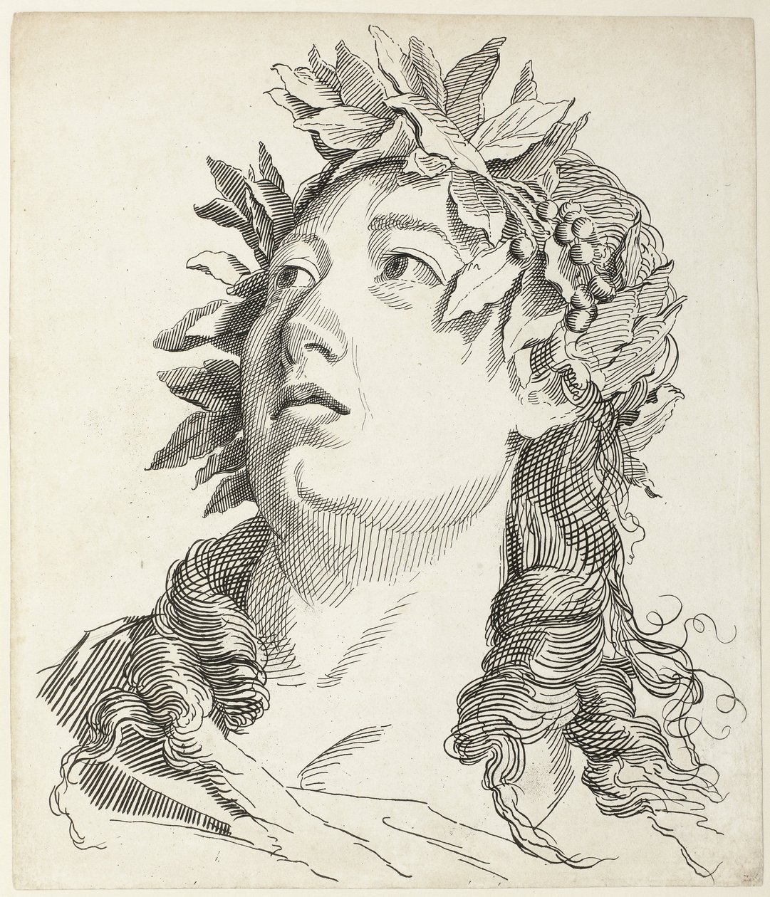 Vrouwenkop met lauwerkrans door Antonio Giuseppe Barbazza