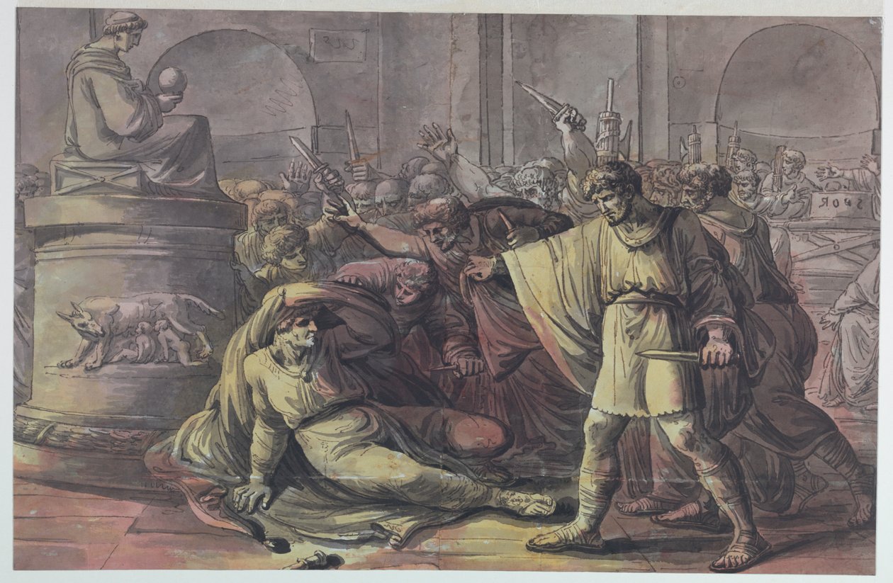 De dood van Julius Caesar door Antonio Giuseppe Basoli