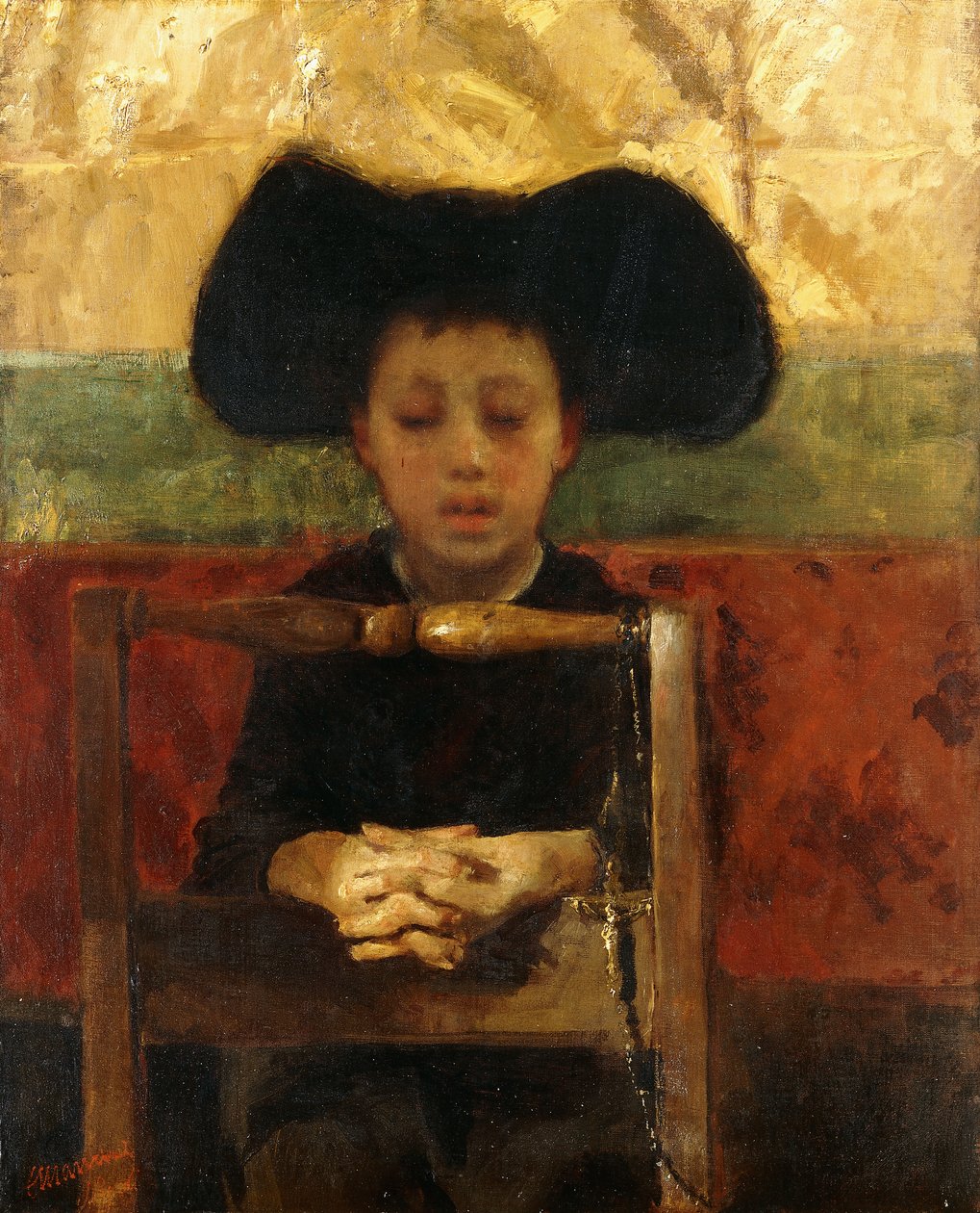 Misdienaar Biddend, ca. 1865-1875 door Antonio Mancini