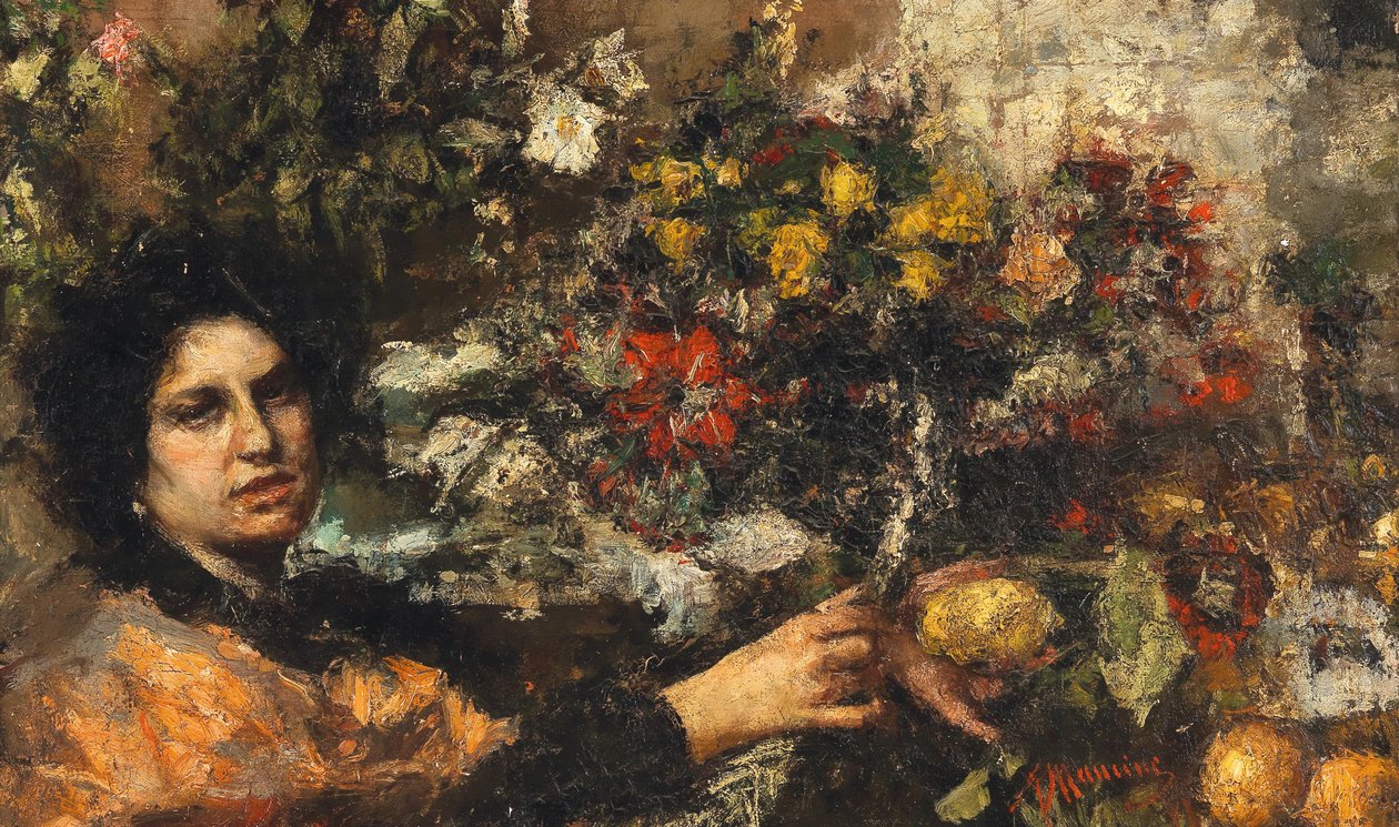 De bloemenverkoper door Antonio Mancini