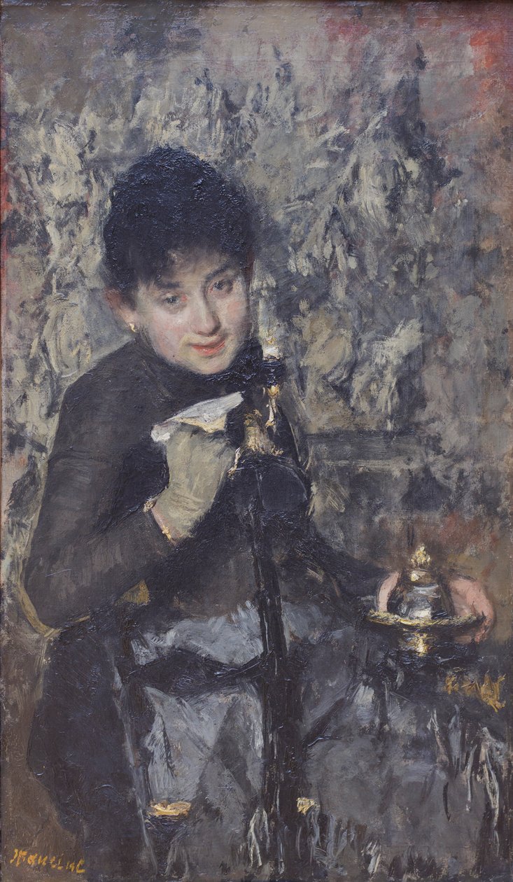 Vrouw met inktpot, c.1875 door Antonio Mancini