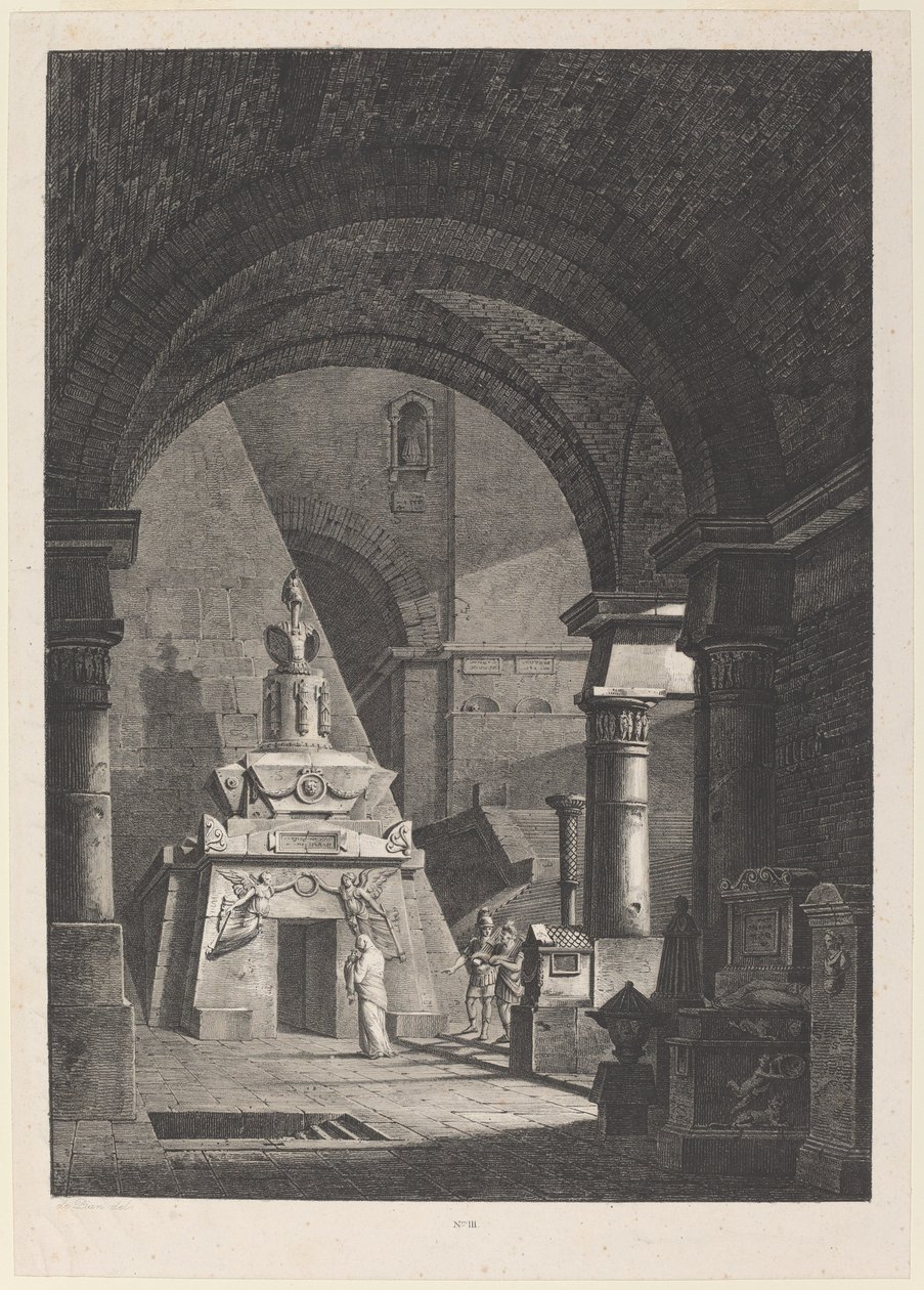 Interieur van een oud Romeins graf door Antonio Pian