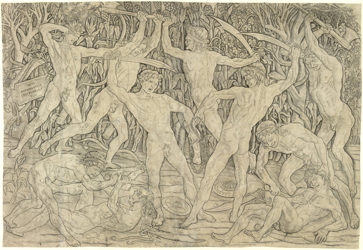De Slag van de Naakten, 1470s door Antonio Pollaiuolo