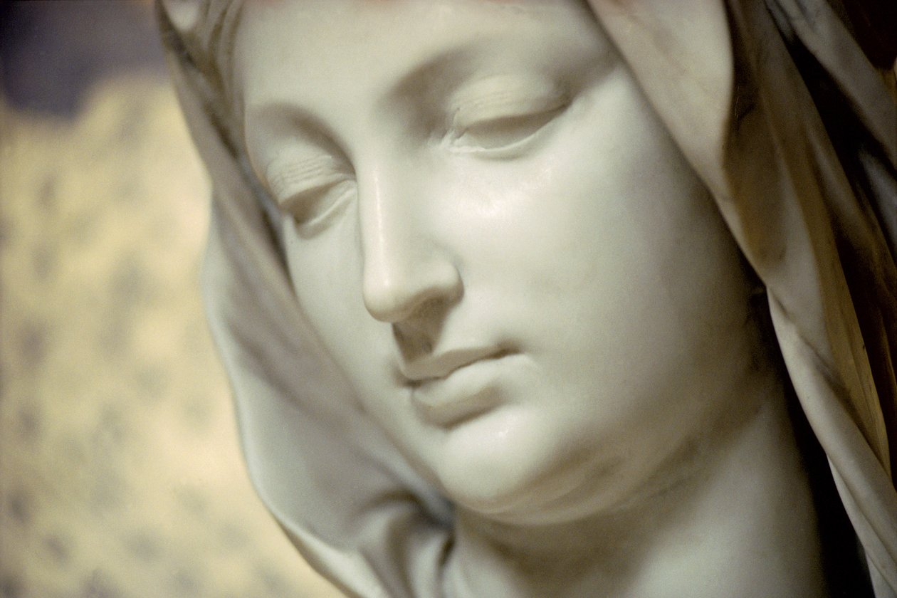 Maagd en Kind (detail van het hoofd) door Antonio Raggi
