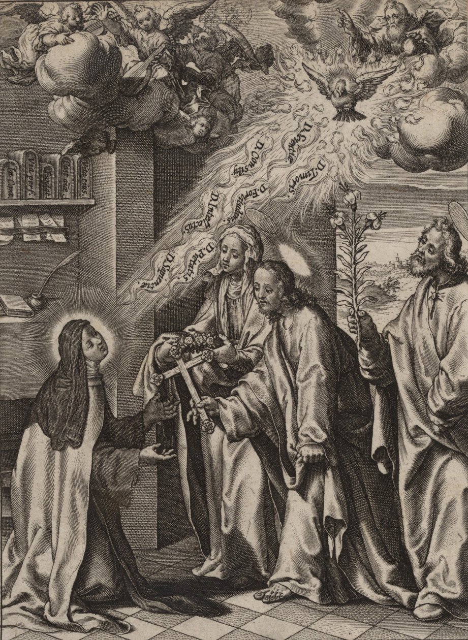 Het visioen van St. Theresa, 1570-1604 door Antonius Wierix