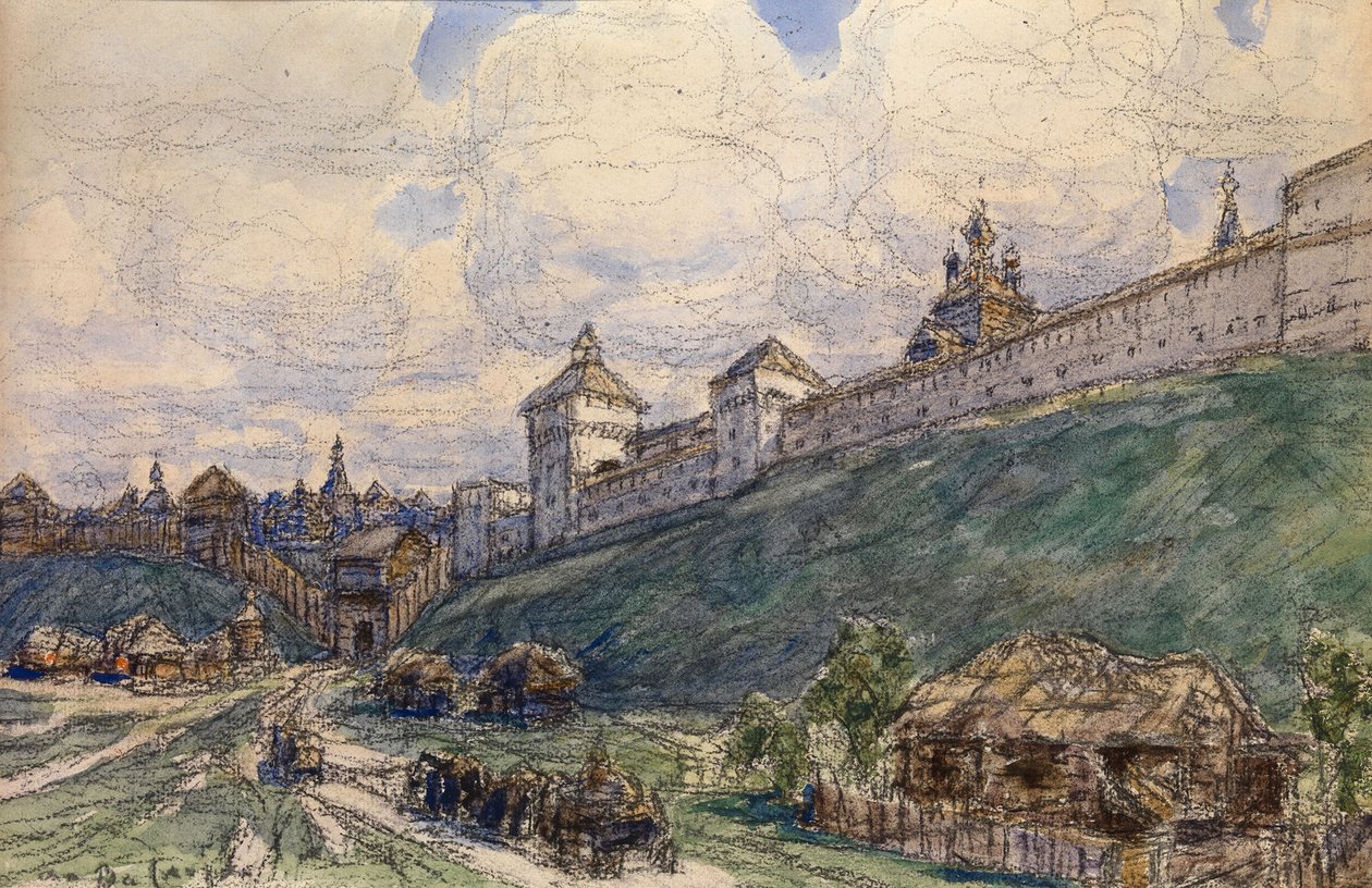Serpukhov in de 17e eeuw door Apollinari Mikhailovich Vasnetsov