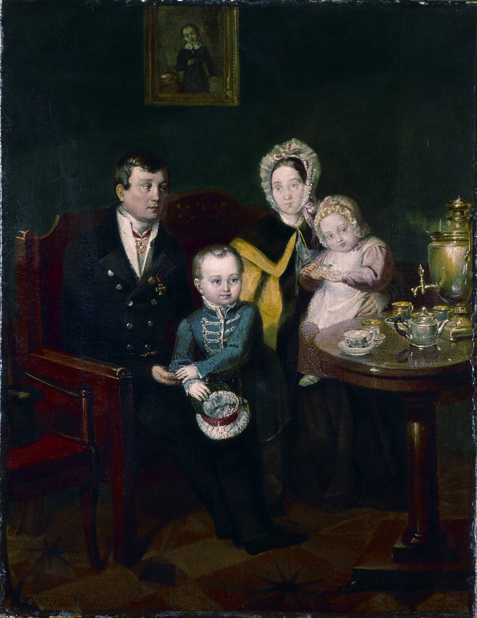 Familieportret, 1837 door Apollon Nikolayevich Mokritsky
