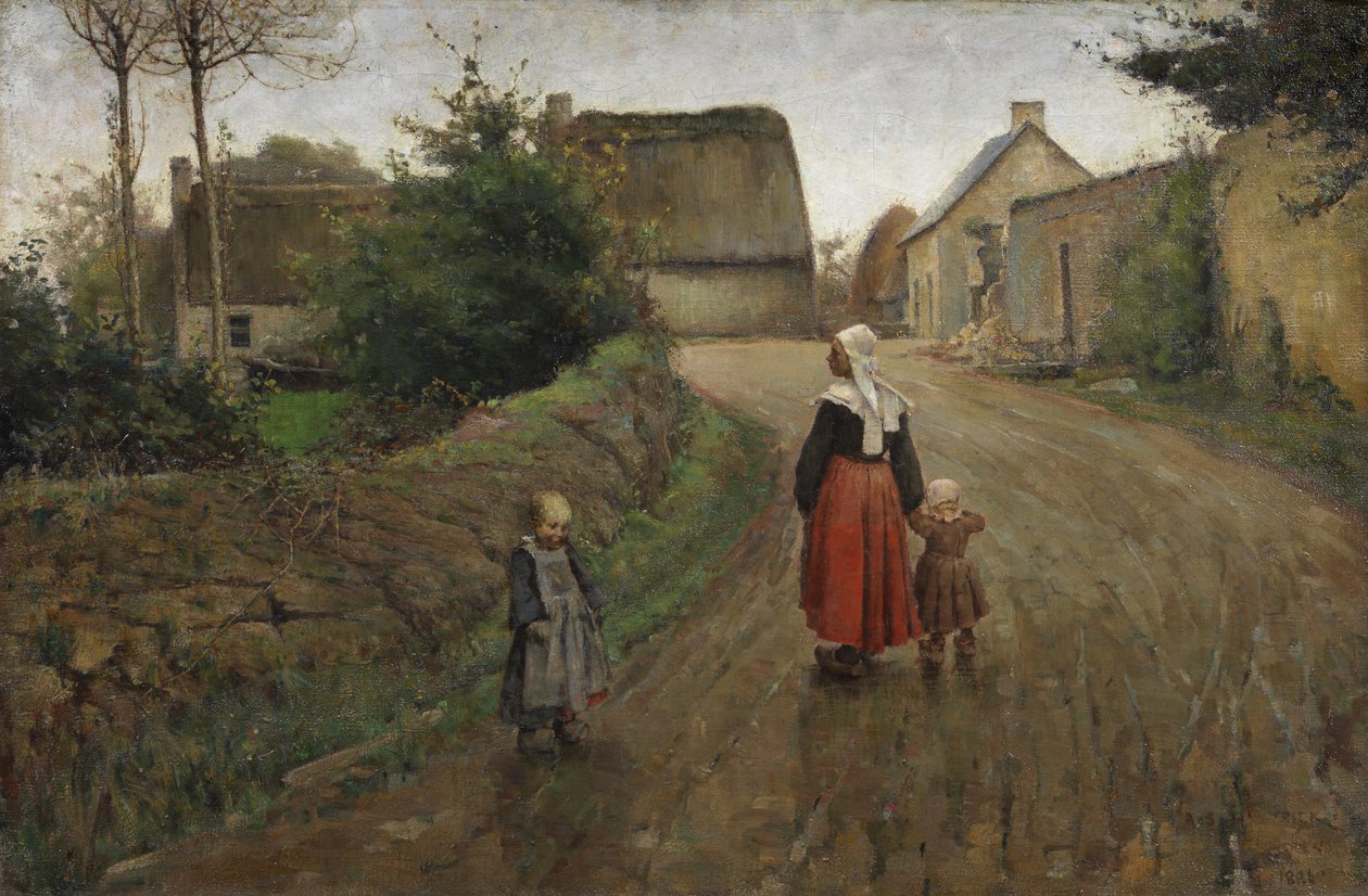 Straat in Pont-Aven door Archibald Standish Hartrick