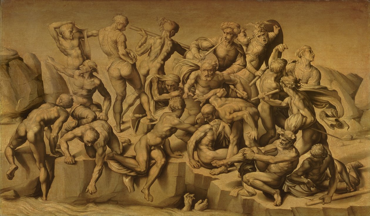 De Slag bij Cascina, of De Baders, naar Michelangelo door Aristotile da Sangallo