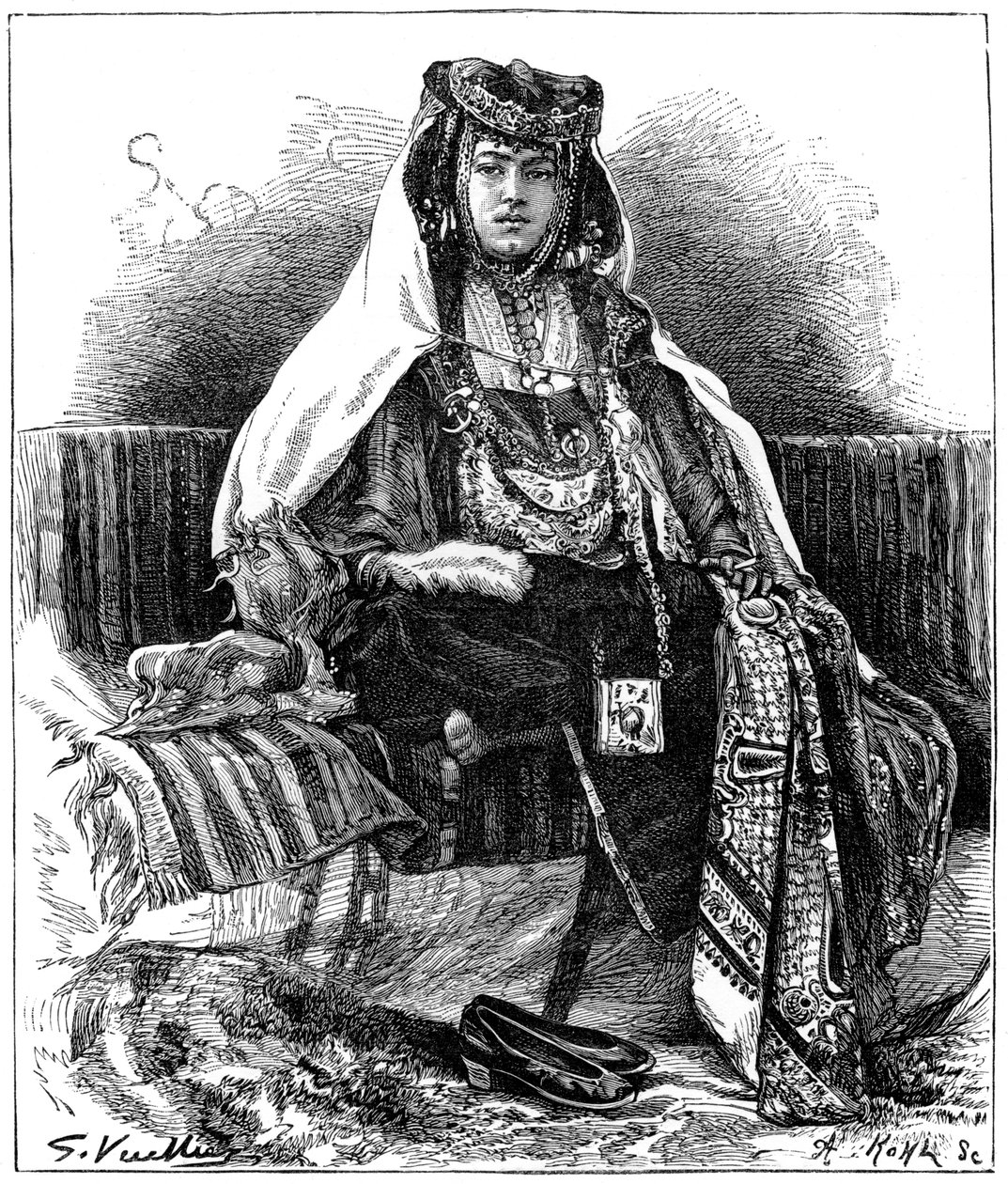 Ouled Nail danser, Algerije, ca. 1890 door Armand Kohl