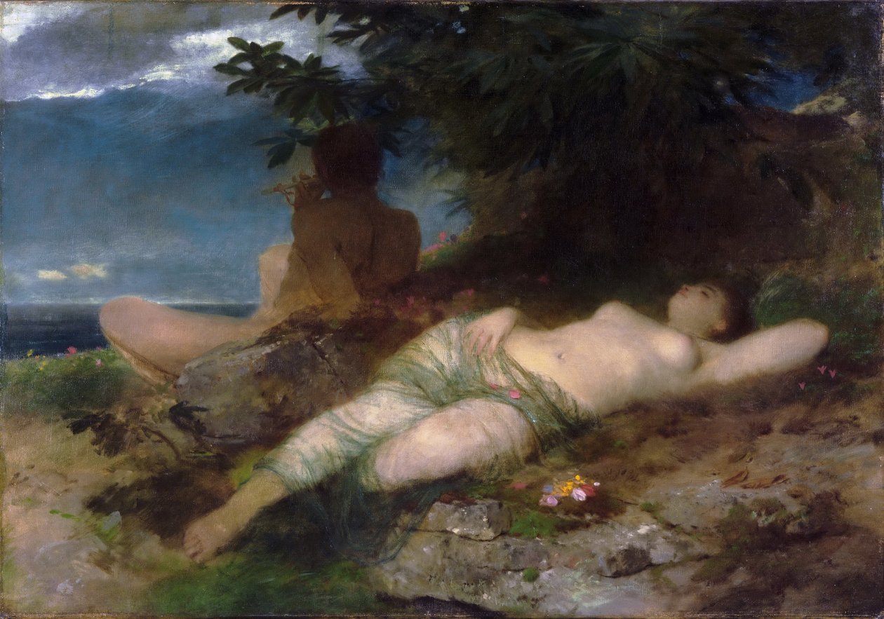Nimf en Sater door Arnold Böcklin