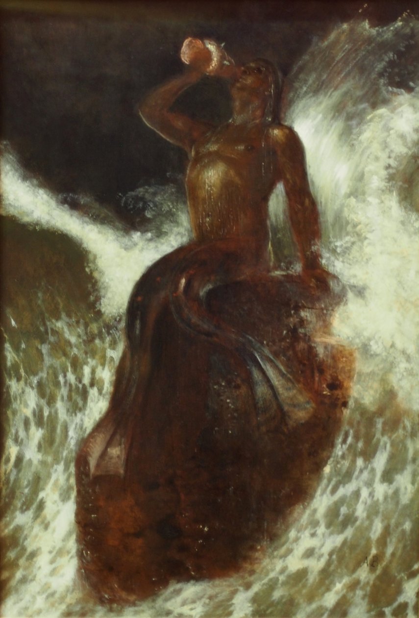 Triton, blazend op een schelp door Arnold Böcklin