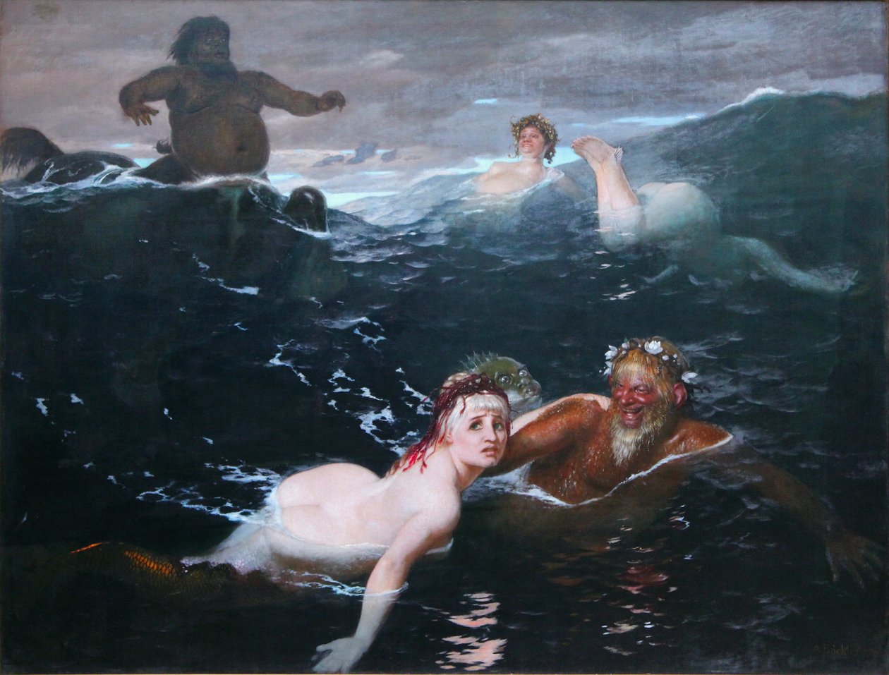 Spelen in de golven door Arnold Böcklin