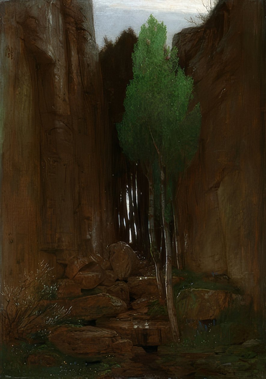 Bron in een rotskloof door Arnold Böcklin