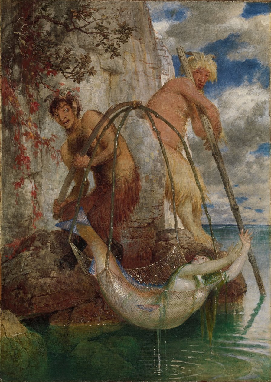 Twee vispannen, 1874 door Arnold Böcklin
